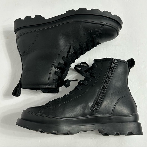 Camper Black Boots Leather Lace Up Gorpcore Grunge Motorcycle Biker Size 6.5 - Picture 7 of 11